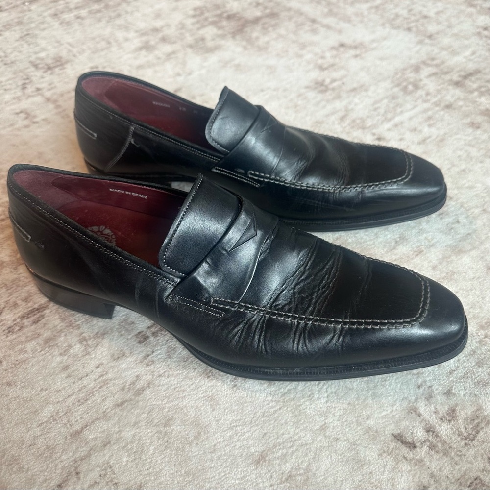 Mezlan Toulon Black Leather Slip-on‎ Dress Shoes Loafers Men’s Sz 10